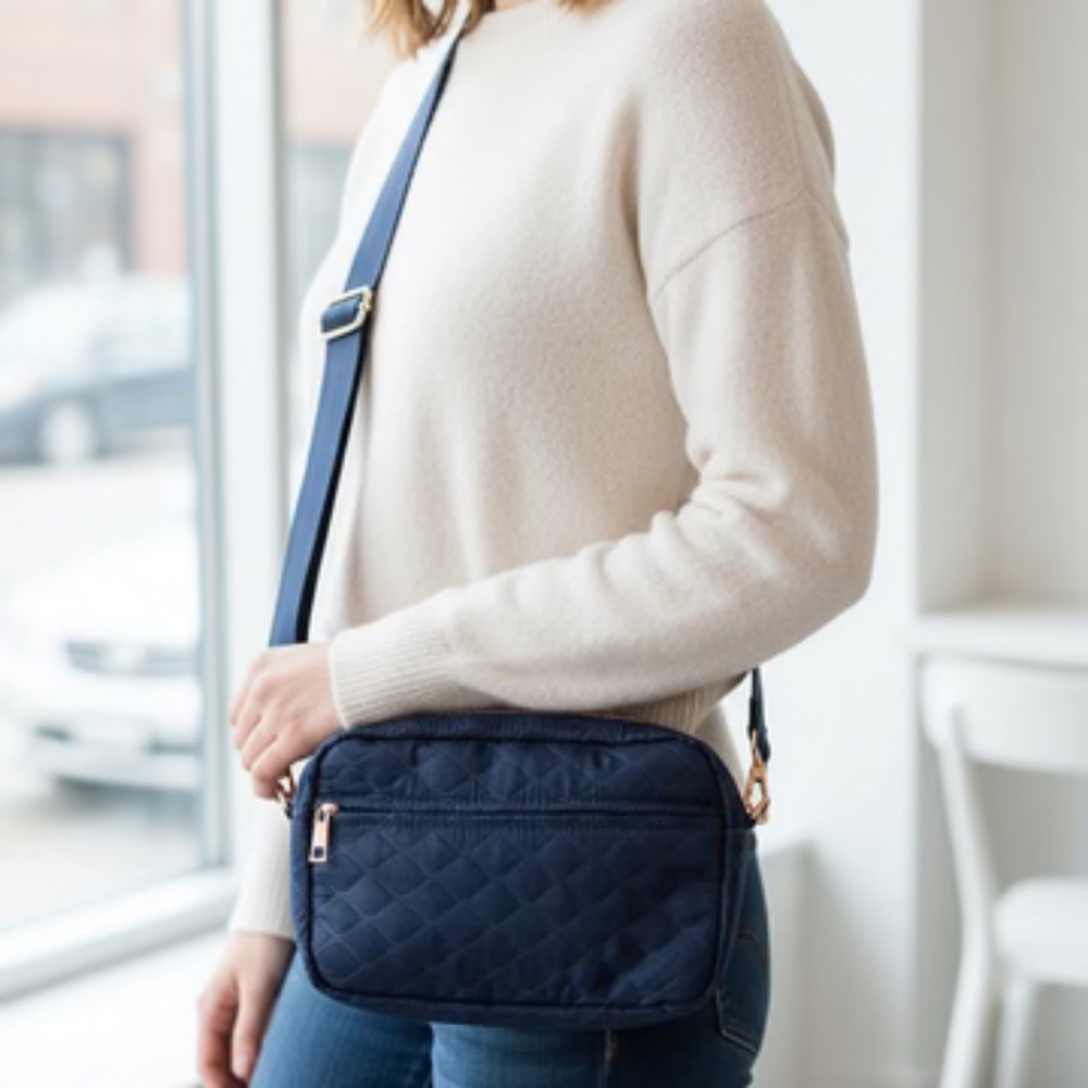 NWT Navy Quilted Crossbody Bag